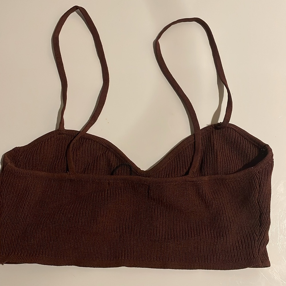 Brown Ribbed Bralette - Picture 3 of 4